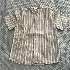 H&M Kids Button Down Shirt - Green and Tan Striped